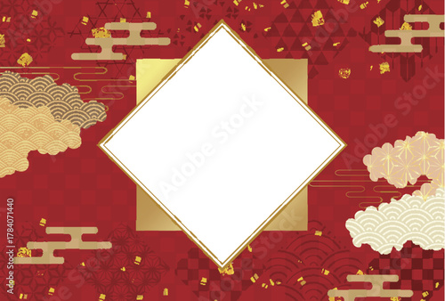 和柄　年賀状　金　背景	