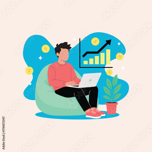 Freelancer's Success Working from Home with Rising Profits