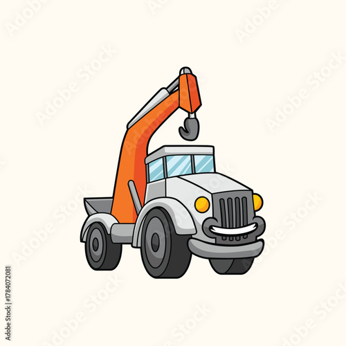 Friendly Cartoon Tow Truck Illustration A Playful Vehicle Design Ideal for Digital Marketing, Roadside Assistance, and Children's Educational Content