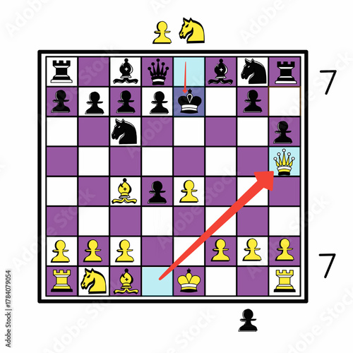 vector image of queen attack checkmate king on move seven