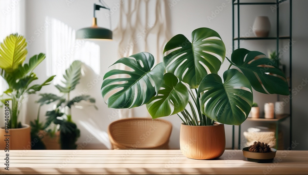 Fototapeta premium Premium Quality Image Of Room Decor With Potted Monstera Plant
