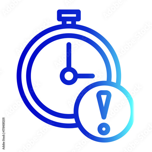 Overtime Deadline Alert and Stopwatch Icon from Time Management Collection (Outline Gradient Style)
