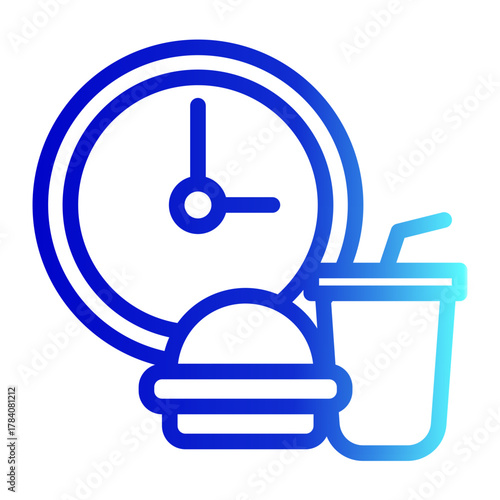 Coffee Break Time and Rest Period Icon from Time Management Collection (Outline Gradient Style)