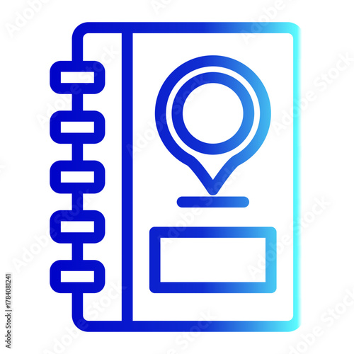 Location Notebook Address Book Icon from Time Management Collection (Outline Gradient Style)