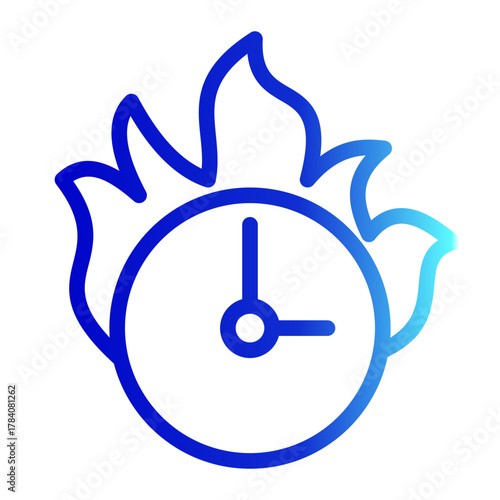 Time Management Fire Flame Deadline Icon from Time Management Collection (Outline Gradient Style)
