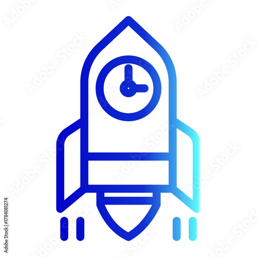 Fast Rocket Launch Time Icon from Time Management Collection (Outline Gradient Style)