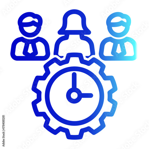 Group Work Team Management Icon from Time Management Collection (Outline Gradient Style)