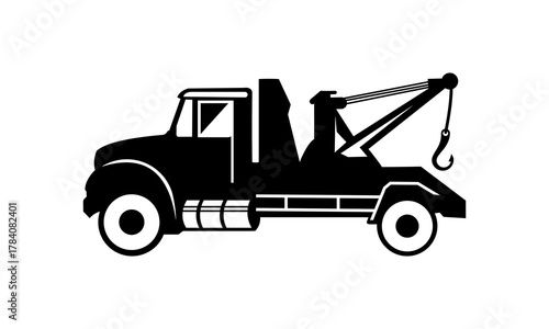 tow truck silhouette logo vec...