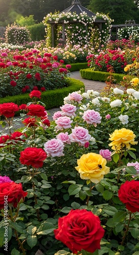 Wallpaper Mural A Vibrant Rose Garden in Full Bloom - A Colorful Floral Paradise. Torontodigital.ca