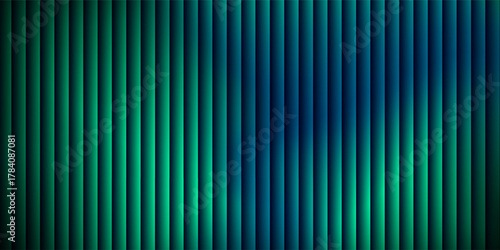 Futuristic neon texture with vibrant shades of blue green gradients and bright smooth fluted vertical lines. Bold dynamic design blending smooth tones and radiant colors for modern visual art project