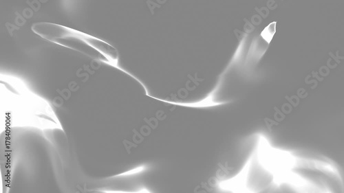 Abstract white glowing smoke waves on monochromatic minimal background. Seamless looping white fluid smooth motion design. Video animation Ultra HD