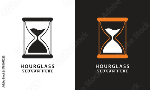 Minimalist outline hourglass logo. The sand flow symbolizes the passage of time, patience, or historical study.