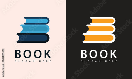 Simple stack of three books logo. Classic symbol for reading, education, literature, and publishing. Clean, minimalist design.