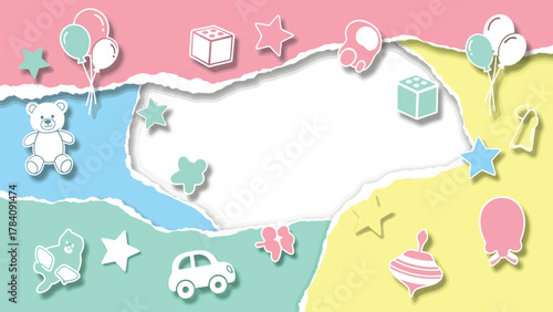 Whimsical collection of playful toys and colorful balloons creating a cheerful and imaginative backdrop for children's themes