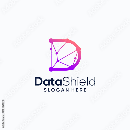 DataShield Modern Logo with Networked 'D' Symbol
