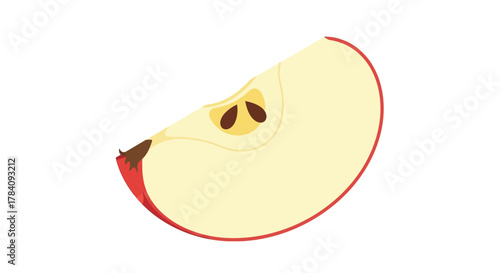 A vibrant, simplistic illustration of a luscious slice of a red apple