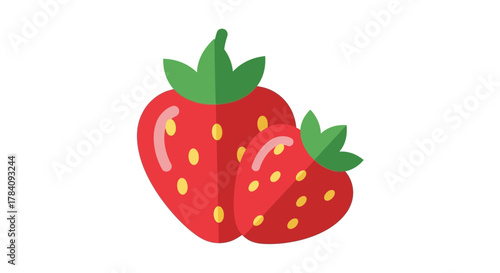 Delightful duo of stylized strawberries against a clean white background