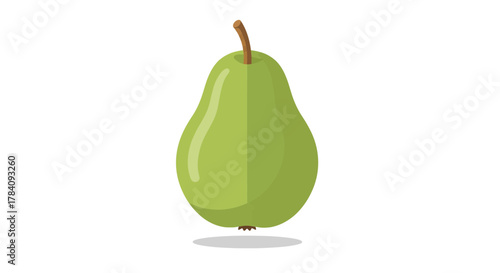 Flat vector illustration of a green pear fruit isolated on white backdrop