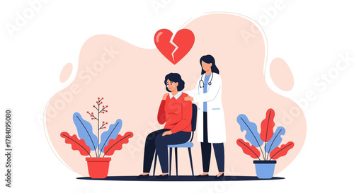 Doctor Comforting Sad Patient with Broken Heart