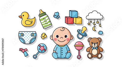 Sweet Baby Essentials A Charming Collection of Illustrations Featuring Baby Items