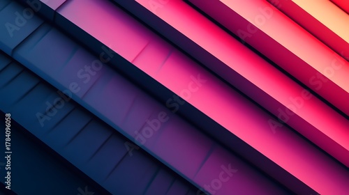 Parallel rows of gradient-colored, three dimensional bars create a dynamic diagonal background.