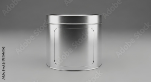 Sleek silver tin container ready for custom branding labels for your product packaging needs today