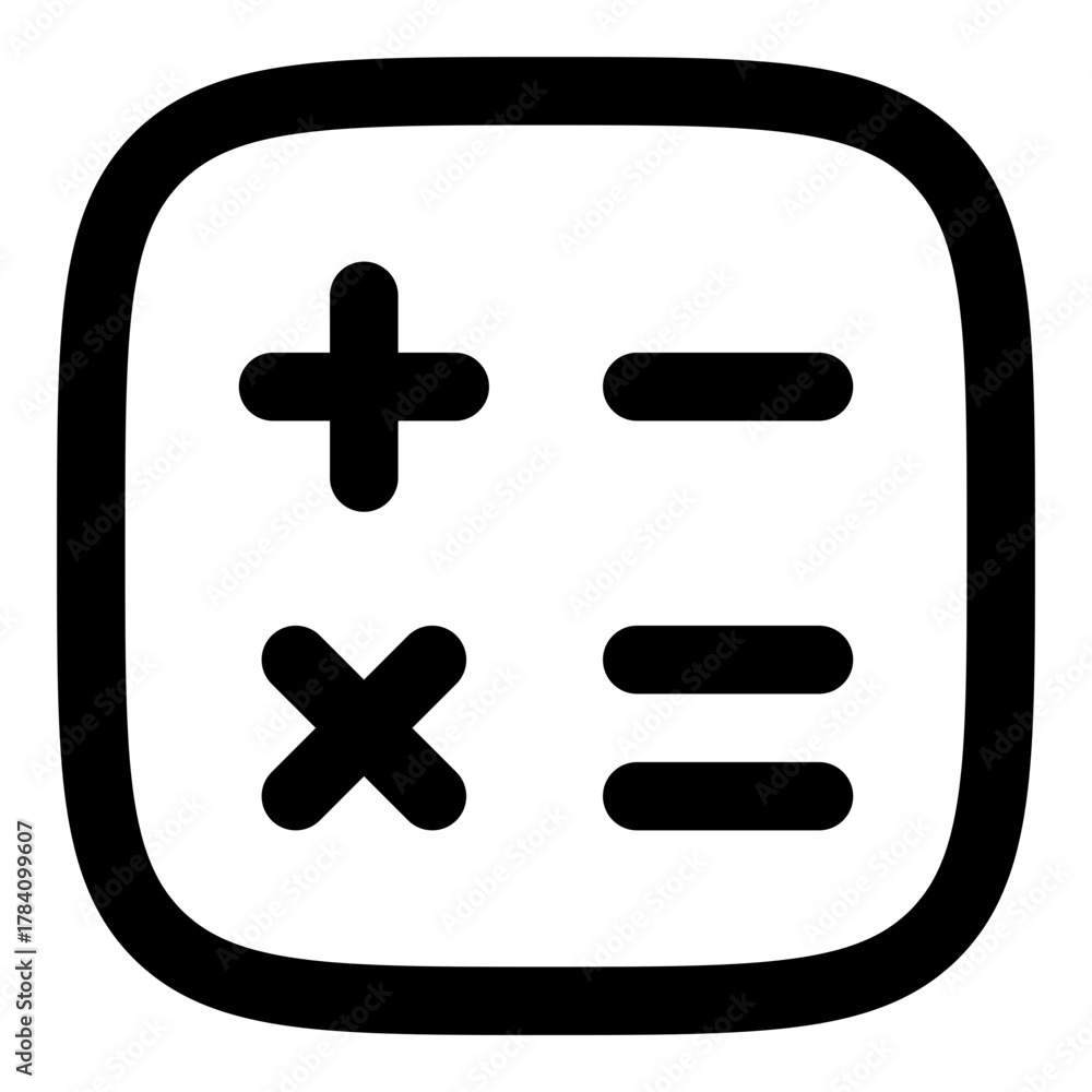 Fototapeta premium Modern calculator icon for finance app, accounting symbol for business calculations, math solution symbol, originally a vector graphic for scalable design use