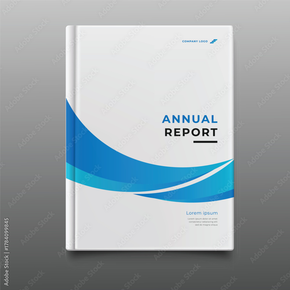 Obraz premium Blue corporate business annual report cover template flyer with geometric gradient design