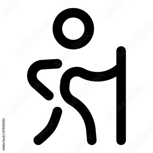 Stick figure leaning or pushing with determination, embodying strength, support, and resilience as a symbol of effort and perseverance