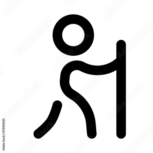 Simple stick figure struggling, pushing against a wall, showing challenge, determination, and effort in a clean, minimalist style illustration