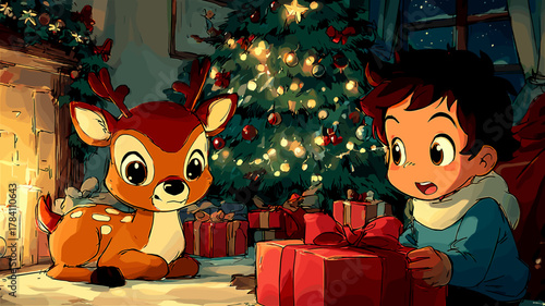 クリスマスをテーマにした多彩な色彩の抽象的なSVGイラスト