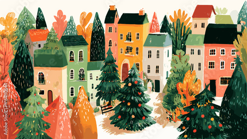 クリスマスをイメージした淡い色合いの抽象的な背景イラスト