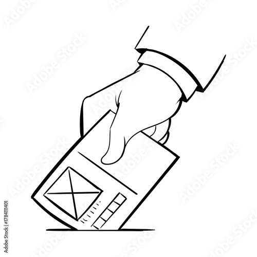 Engaged voter's hand delivers a marked ballot, upholding the principles of democracy and freedom