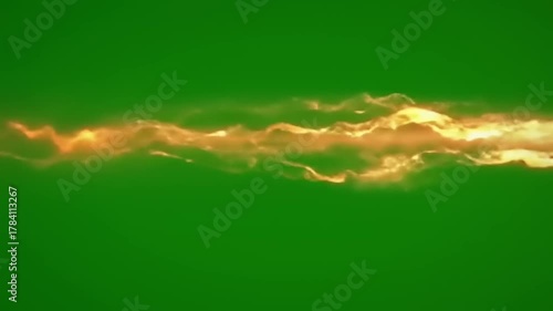 Bright fireball moving across green screen.