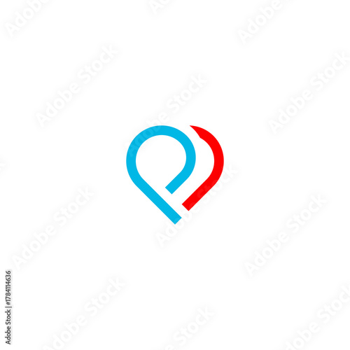 abstract heart logo, simple pulse design