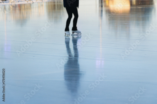 Photography Ice skating on the ice rink arena with people, skating rink surface, ice skating