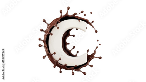 Vector illustration of chocolate letter c splash on a white background