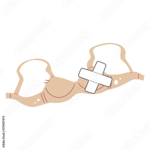 経年劣化でボロボロのブラジャーのイラスト