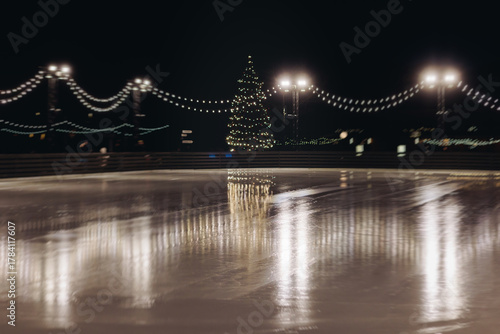 Photography Ice skating on the ice rink arena with people, skating rink surface, ice skating