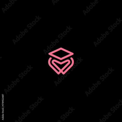 Graduation ceremony symbol with heart-shaped icon on transparent background, representing love for education