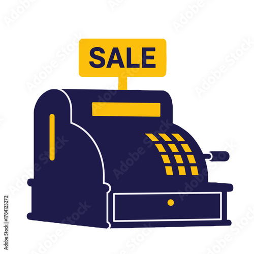 Cash register with sale sign icon, a symbol for Cyber Monday deals and online store checkout