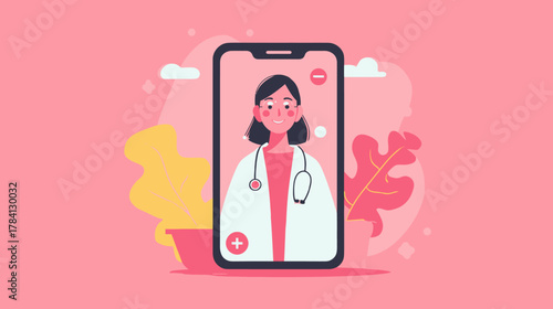 Telemedicine Consultation On A Colorful Smartphone Screen