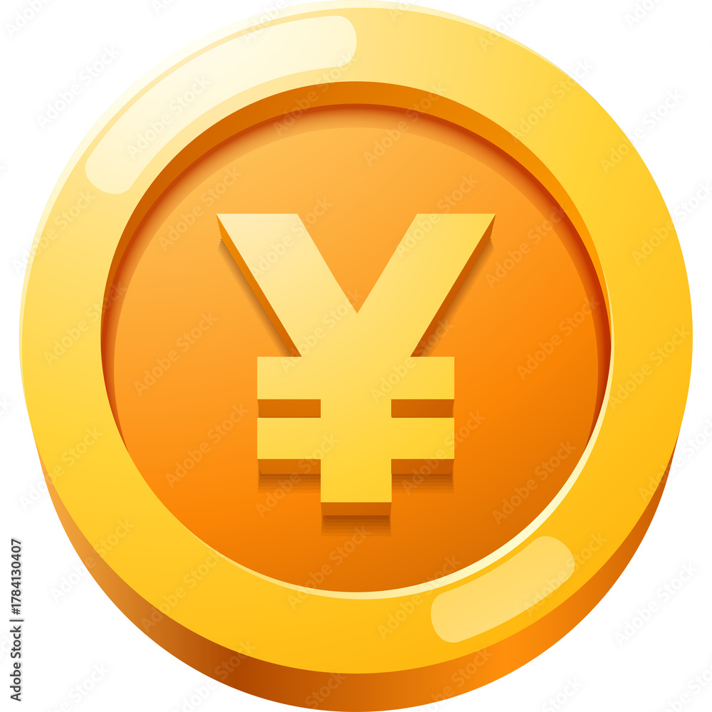 Fototapeta premium Golden Coin With Yen Symbol And Realistic Shine On Transparent Background 3D Render