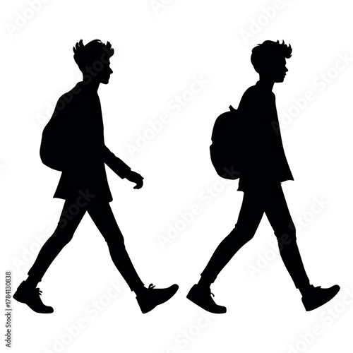 Man walking for school silhouette 