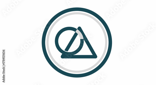 Teal geometric logo featuring a circle intersecting a triangle, enclosed within a circular border on a white background.