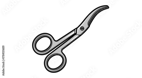 Professional medical scissors featuring a curved blade design, an essential healthcare instrument for precise cutting in surgical procedures and first aid applications within clinics and hospitals