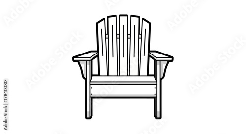 Adirondack chair icon - Simple black and white illustration of outdoor seating for garden and patio relaxation, perfect for design