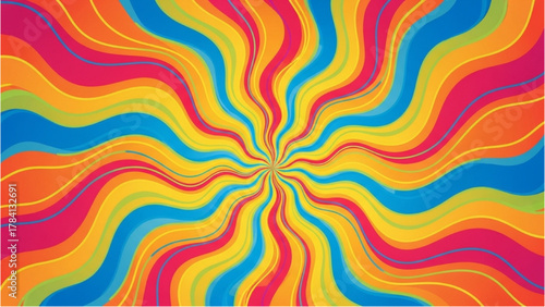 Colorful Swirl Burst of Sun Rays Abstract Psychedelic Background