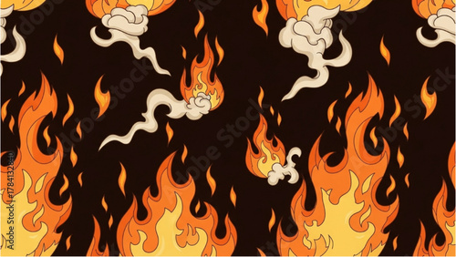 Fiery Inferno Pattern A Seamless Design of Flames and Smoke for Various Applications