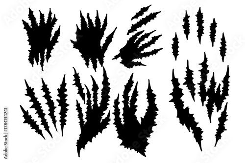 爪痕・傷口・切り傷のベクターセット｜ホラー・アクション・ハロウィンデザイン素材